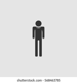 Man icon flat. Black pictogram on grey background. Vector illustration symbol
