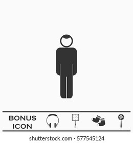 Man icon flat. Black pictogram on white background. Vector illustration symbol and bonus button