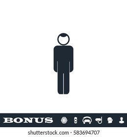 Man icon flat. Black pictogram on white background. Vector illustration symbol and bonus button