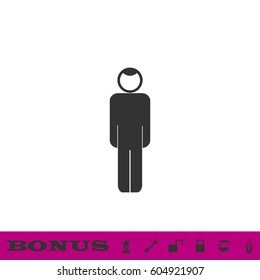 Man icon flat. Black pictogram on white background. Vector illustration symbol and bonus button