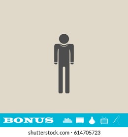 Man icon flat. Grey pictogram on light background. Vector illustration symbol and bonus button real estate, ottoman, vase, tv, fishing rod