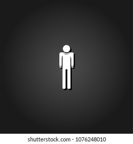 Man icon flat. Simple White pictogram on black background with shadow. Vector illustration symbol
