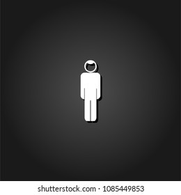 Man icon flat. Simple White pictogram on black background with shadow. Vector illustration symbol