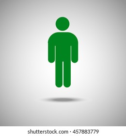 Man icon. Flat style. Grey background. Vector illustration.