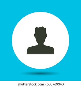 Man icon. Flat vector illustration in black on white background.
