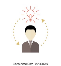 Man icon with idea symbol. Vector illustration. Flat design 