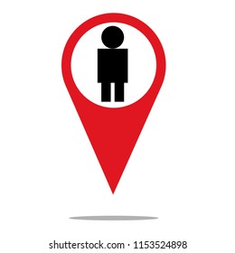 Man icon inside location,  pictogram