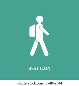 Man Icon Isolated on blue Background. Logo design element. Vector Silhouette. Travel.