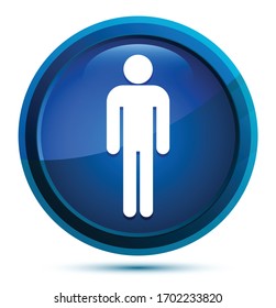 Icono del hombre aislado en la ilustración del botón azul elegante