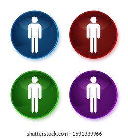 Man icon isolated on shiny round buttons set illustration