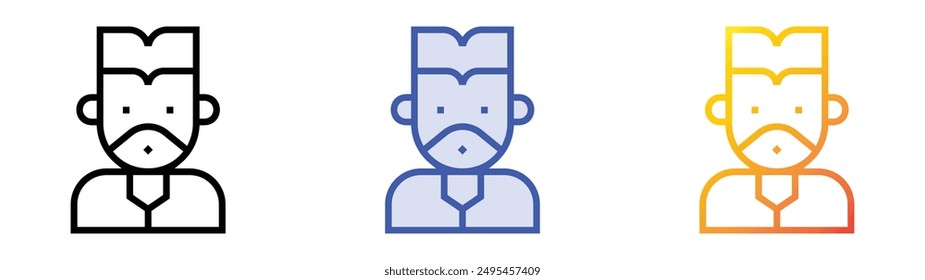 man icon. Linear, Blue Fill and Gradient Style Design Isolated On White Background