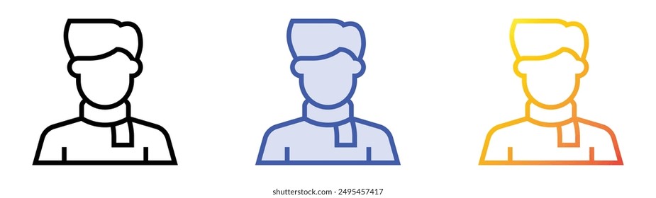 man icon. Linear, Blue Fill and Gradient Style Design Isolated On White Background