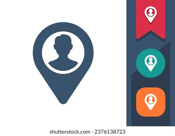 Man Icon. Location, Destination, Map Marker, Map Pin. Professional, pixel perfect vector icon.