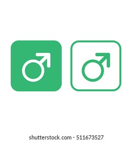 Man icon. Male gender vector icon. Green and white
