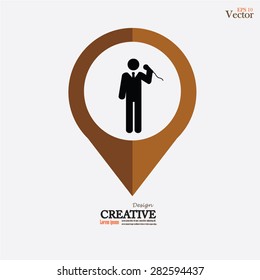 man icon with microphone,singer icon. vector   illustration.