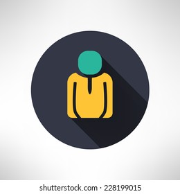 Man icon in modern flat design. Person silhouette with long shadow. Vector illustration