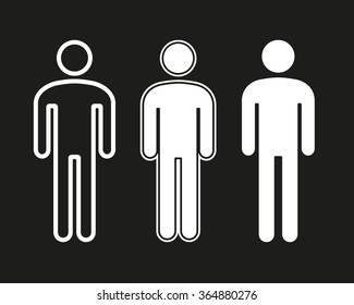 Man  icon  on black background. Vector illustration.