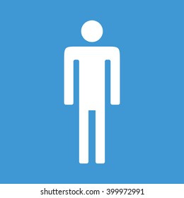 Man icon on blue background.