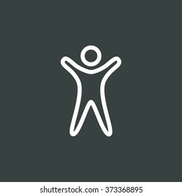 man icon, on dark background, white outline, large size symbol