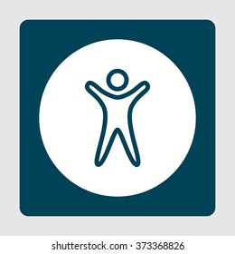 man icon, on white circle background surrounded by blue