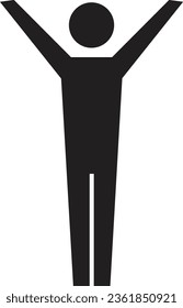 Man icon open arms vector male person with raised hands symbol in a glyph pictogram illustration