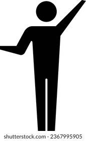 Man icon open arms vector male person with raised hands symbol in a glyph pictogram illustration