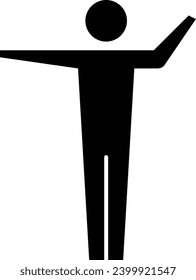 Man icon open arms vector male person with raised hands symbol in a glyph pictogram illustration