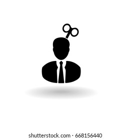 man icon opening mind with a key, Successful concept man with key