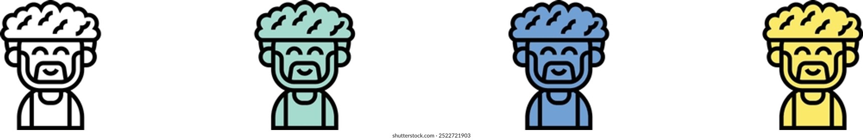 man icon. Outline, Green, Blue and Yellow Style Design Isolated On White Background