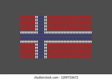 Man icon pictogram in row, Norway national flag shape concept design illustration isolated on white background