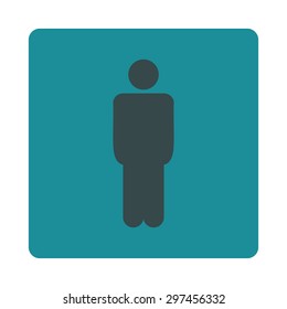 Man icon from Primitive Buttons OverColor Set. This rounded square flat button is drawn with soft blue colors on a white background.