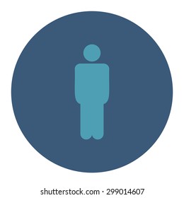 Man icon from Primitive Round Buttons OverColor Set. This round flat button is drawn with cyan and blue colors on a white background.