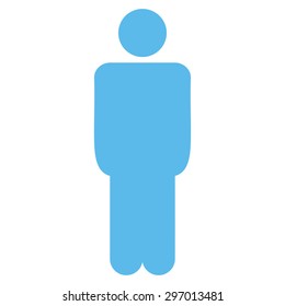 Man icon from Primitive Set. This isolated flat symbol is drawn with blue color on a white background, angles are rounded.