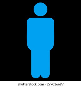 Man icon from Primitive Set. This isolated flat symbol is drawn with blue color on a black background, angles are rounded.