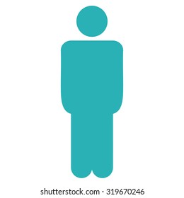 Man icon from Primitive Set. This isolated flat symbol is drawn with cyan color on a white background, angles are rounded.