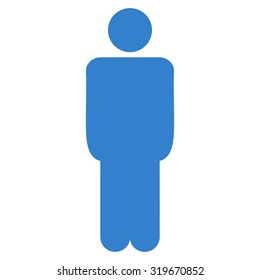 Man icon from Primitive Set. This isolated flat symbol is drawn with cobalt color on a white background, angles are rounded.
