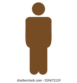 Man icon from Primitive Set. This isolated flat symbol is drawn with brown color on a white background, angles are rounded.