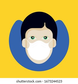 Man icon with a protection mask