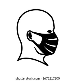 Icono del hombre con una máscara protectora sobre un fondo blanco.
