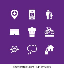 man icon set with bike, boxers and chef vector icons for web and graphic design