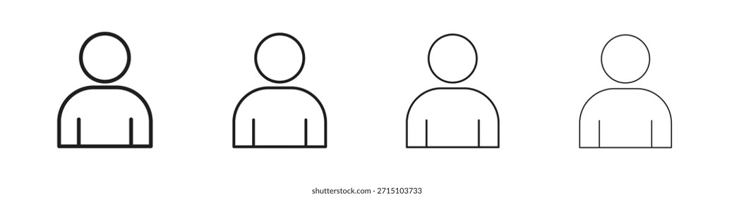 Man Icon Set. Eine Sammlung von einfachen schwarzen dünnen Strichen Symbole