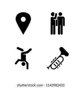 man icon set with dancer, placeholder and trumpet vector icons for web and graphic design