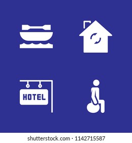 man icon set. exercise, hotel and kayak vector icon for graphic design and web