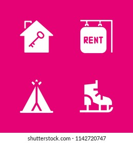 man icon set. house, ice skate and rent vector icon for graphic design and web