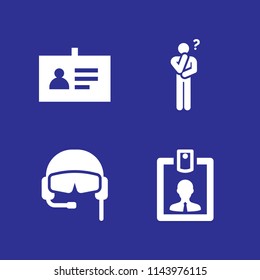 man icon set with identity card, pilot and thinking vector icons for web and graphic design