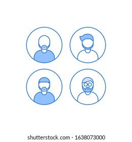 Man icon set in line style for user interface.