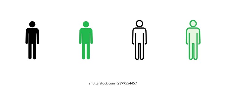 Juego de iconos de hombre. vector de icono masculino. símbolo humano