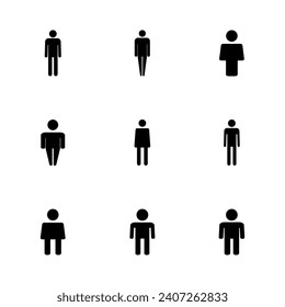 Man Icon Set. männliche Ikone, Vektorgrafik. menschliches Symbol
