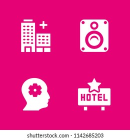 man icon set. speaker, hospital and profile vector icon for graphic design and web