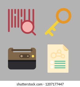 man icon set. vector set about virtual reality, graphics, barcode and key icons set.